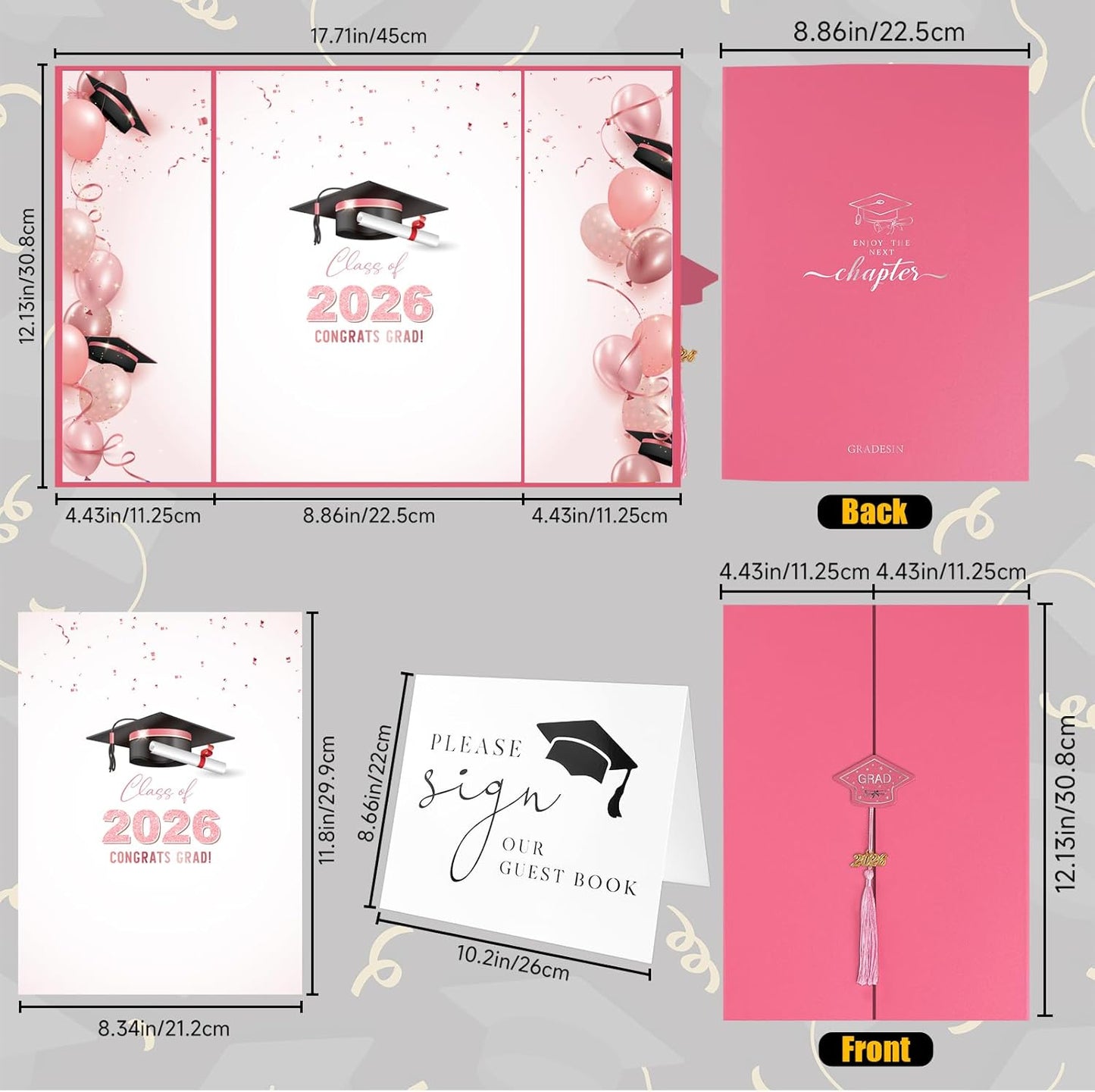 kockuu 2026 Graduation Guest Book Signature Board, Pink Class of 2026 Graduation Sign in Book to Sign Decor for Grad Party High School College Grad Gifts