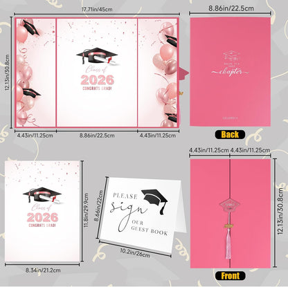 kockuu 2026 Graduation Guest Book Signature Board, Pink Class of 2026 Graduation Sign in Book to Sign Decor for Grad Party High School College Grad Gifts