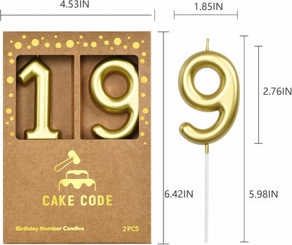 2.76 Inch Classical Gold 5 Number Birthday Candles, Gold Number Candles, Cake Number Candles, Party Celebration