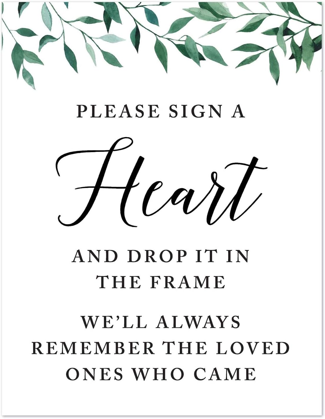 Andaz Press Wedding Party Signs, Natural Greenery Green Leaves, 8.5x11-inch, Bridal Shower Scavenger Hunt, 1-Pack - Colors D