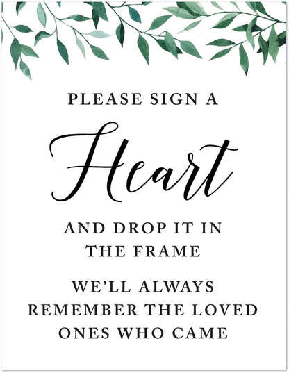 Andaz Press Wedding Party Signs, Natural Greenery Green Leaves, 8.5x11-inch, Bridal Shower Scavenger Hunt, 1-Pack - Colors D