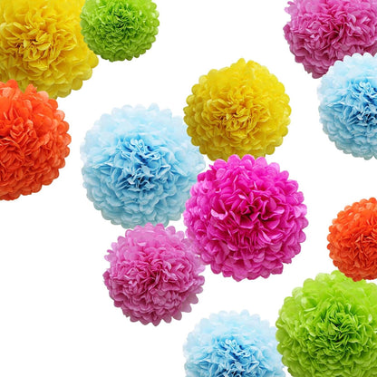 Pastel Tissue Paper Pom Poms Colorful Easter Macaron Kids Birthday Wedding Shower Tissue Flower Hanging Party Supplies(12pcs)