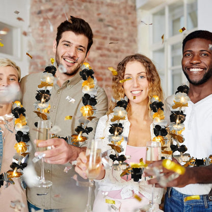 Sherr 24 Pcs LED Leis Light Up Purple and Gold Hawaiian Flower Necklaces, Graduation 2026 Party Supplies, Class of 2026 Leis for Beach Wedding Luau Glow Party Favors