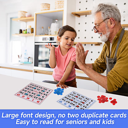 GSE Games & Sports Expert 100-Pack Multi-Color Bingo Game Cards with Easy Read Numbers, Reusable Paper Bingo Sheets for Large Groups, Family/Friend Parties