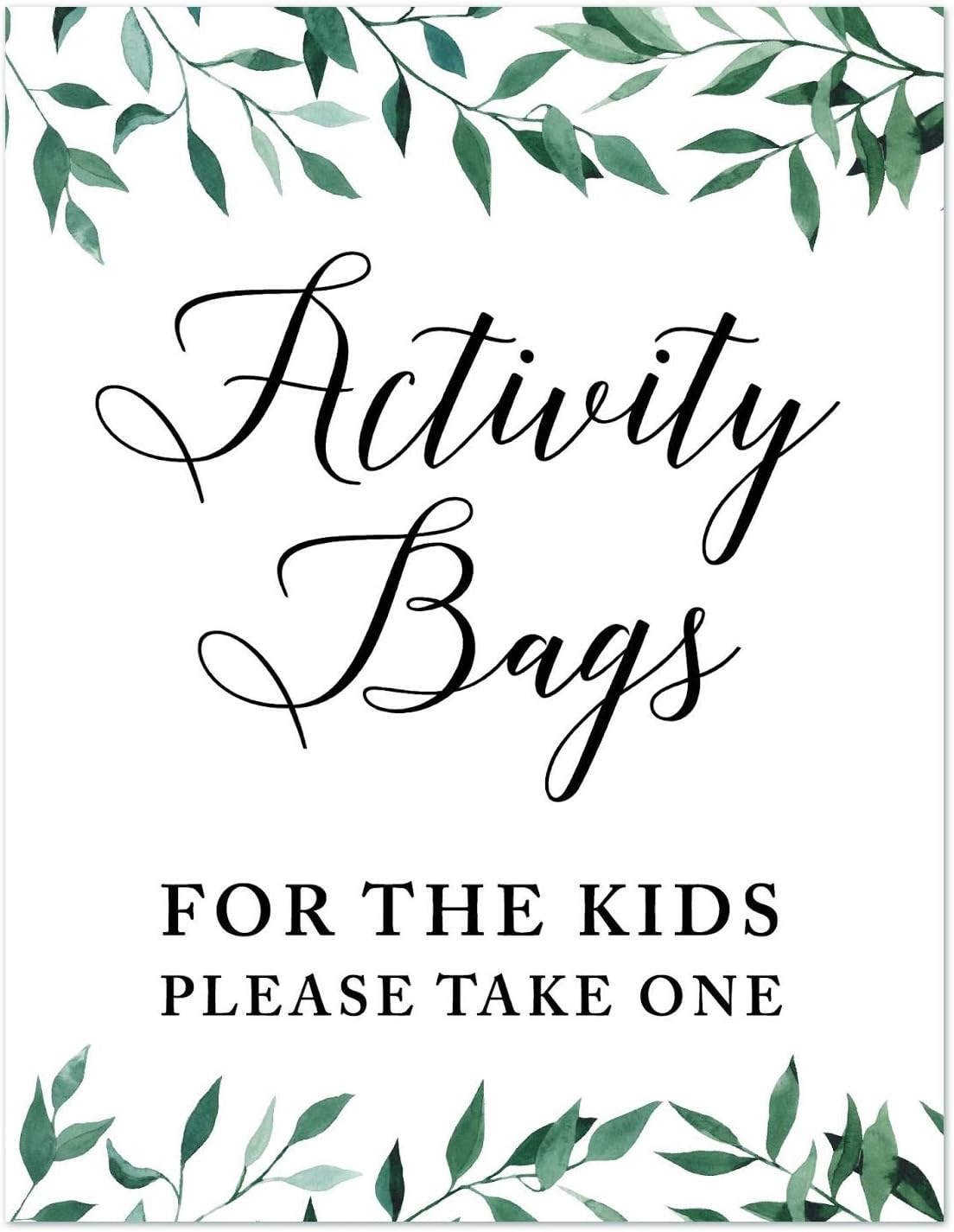Andaz Press Wedding Party Signs, Natural Greenery Green Leaves, 8.5x11-inch, Bridal Shower Scavenger Hunt, 1-Pack - Colors B