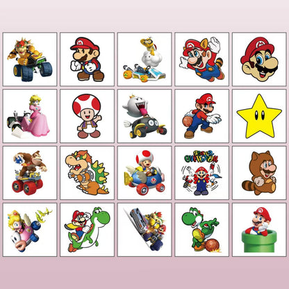 40Sheets Cartoon Mario Temporary Tattoos for Kids Birthday Party Favors Cute Mario Decoration Sticker Gifts for Girl Boys Home Activity Class Prizes Carnival Christmas Rewards
