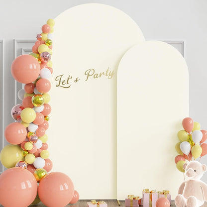 Wokceer Wedding Arch Backdrop Stand and Cover Set of 2 Metal Arch Stand with Arch Cover White 7.2FT, 6FT for Birthday Party Wedding Ceremony Bridal Baby Shower Event Decor