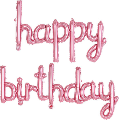 Happy Birthday Balloons Banner Foil Letters Balloons Connected, Personalized Birthday Signs for Women Men Boys Girls Birthday Party Decorations, Small Gold