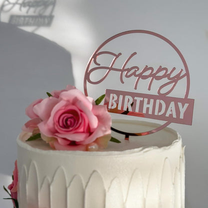 6 Pcs Black Happy Birthday Cake Toppers Set, Acrylic Cake Decoration for Birthday Party
