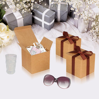 100 Pack Small Gift Boxes, 2x2x2 Inches Favor Boxes Gold Paper Gift Boxes with Lids for Presents, Crafting, Cupcake Boxes, Gifts, Candy Boxes for Wedding Party Bridal Shower Baby Shower Favors