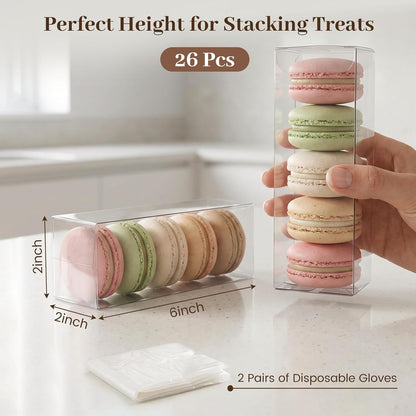 VGOODALL 100 Pcs Clear Favor Boxes, 2x2x2 Inch Small Transparent Cube Gift Boxes for Candy, Macarons, Jewelry, Wedding, Birthday, Baby Shower Party Favors
