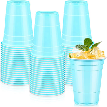 LANLISA 50 Gold Plastic Cups, 16 oz Disposable Cups, Drinking Cups For Birthday Party Supplies, Graduation, Thanksgiving Decorations, Harvest, Fall, New Years