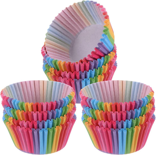 100 Pack Rainbow Cupcake Liners, Standard Size Greaseproof Baking Cups, Colorful Muffin Wrappers for Birthday Party, Wedding, cupcake liners for baking