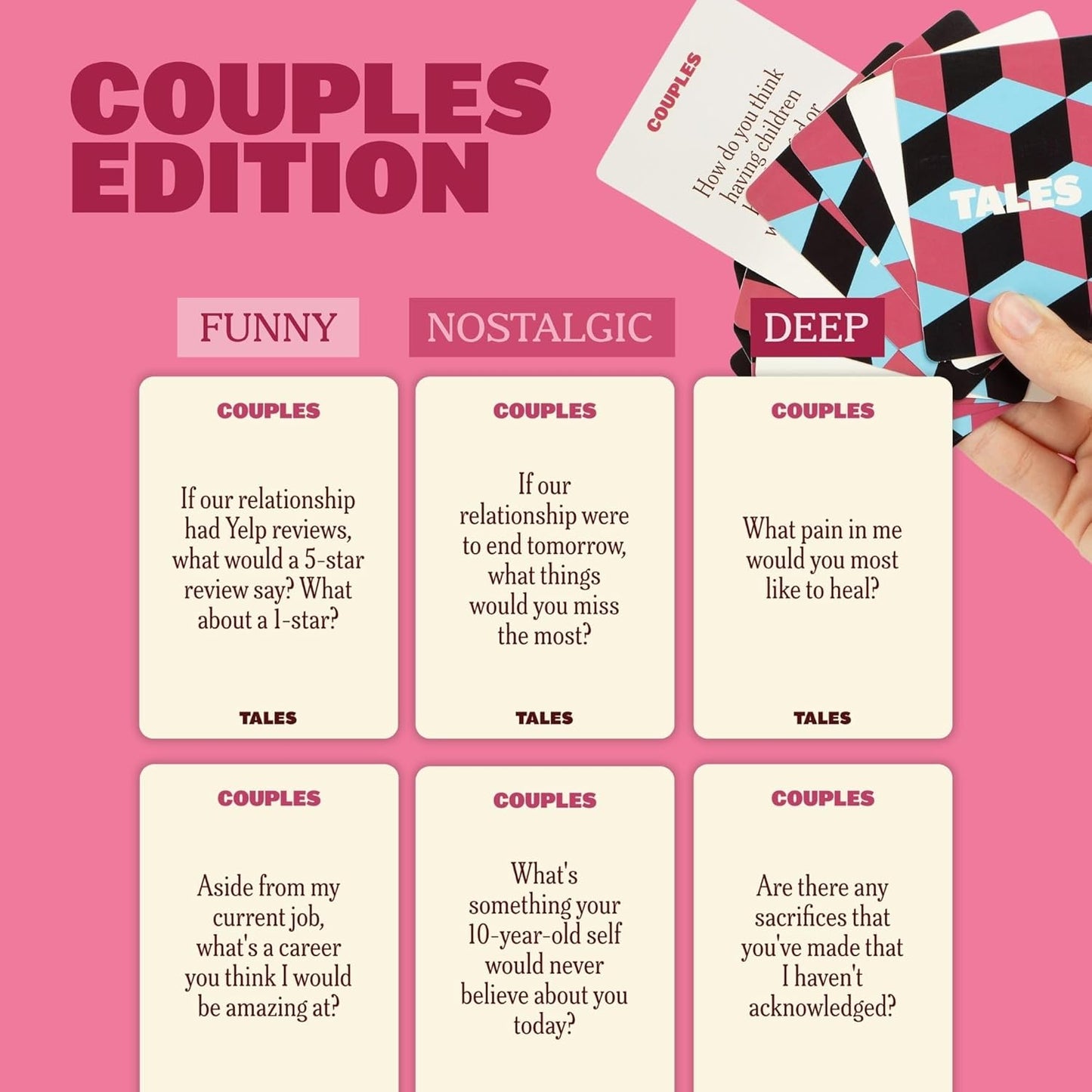 TALES 150 Conversation Cards, Friends Edition, Fun Friend Games for Adults, Teens, Kids, Perfect for Parties, Game Nights, Gifts & Gatherings, Conversations with Friends, Meaningful Connections