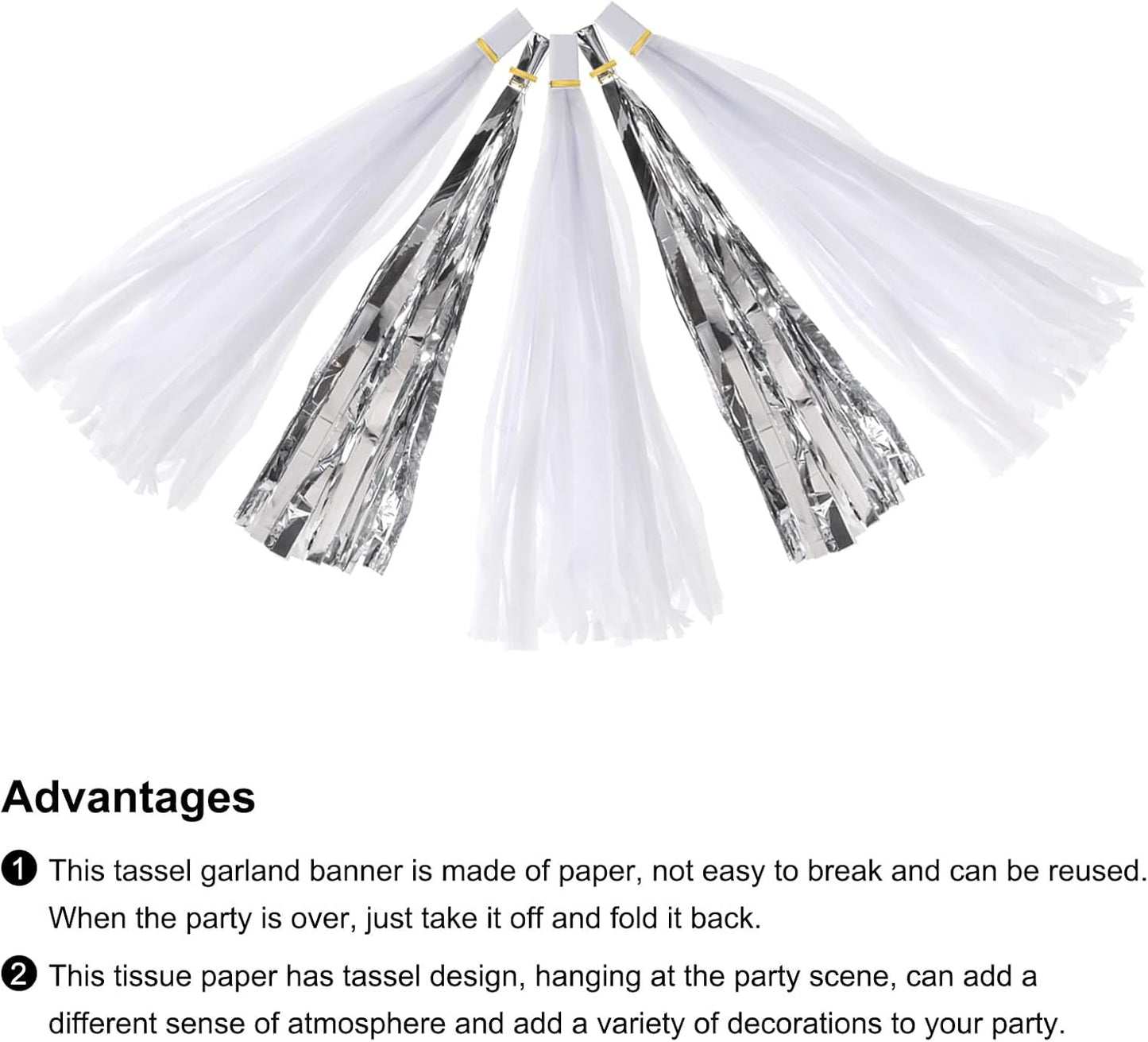 MECCANIXITY 20Pcs Light Blue Tassel Garland Banner with Rope Tissue Paper Tassels Party DIY Kits for Anniversary Wedding Birthday Party