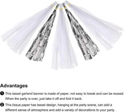 MECCANIXITY 20Pcs Light Blue Tassel Garland Banner with Rope Tissue Paper Tassels Party DIY Kits for Anniversary Wedding Birthday Party