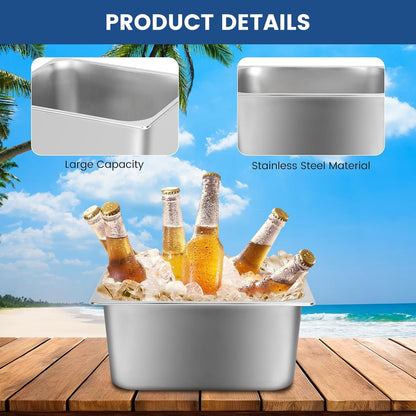 2 Pack Ice Bucket for Freezer,Freezer Ice Bin (large),Ice Buckets for Parties,Champagne Bucket,Stainless Steel Ice Bin for Freezer,Suitable for parties, picnics,and kitchen storage