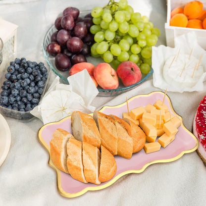 Havawish 24 Pcs 9" x 13" Pink Disposable Paper Serving Trays and Platters Food Platters for Parties White Trays Cupcake Platter Bandejas Decorativas para Fiestas for Birthday Party Weddings
