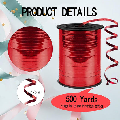 500 Yards Curling Ribbon,1/5 Inch Shiny Black Ribbon,Balloon String, Party Decoration,Ribbons for Florist Flower Bows for Graduation Supplies
