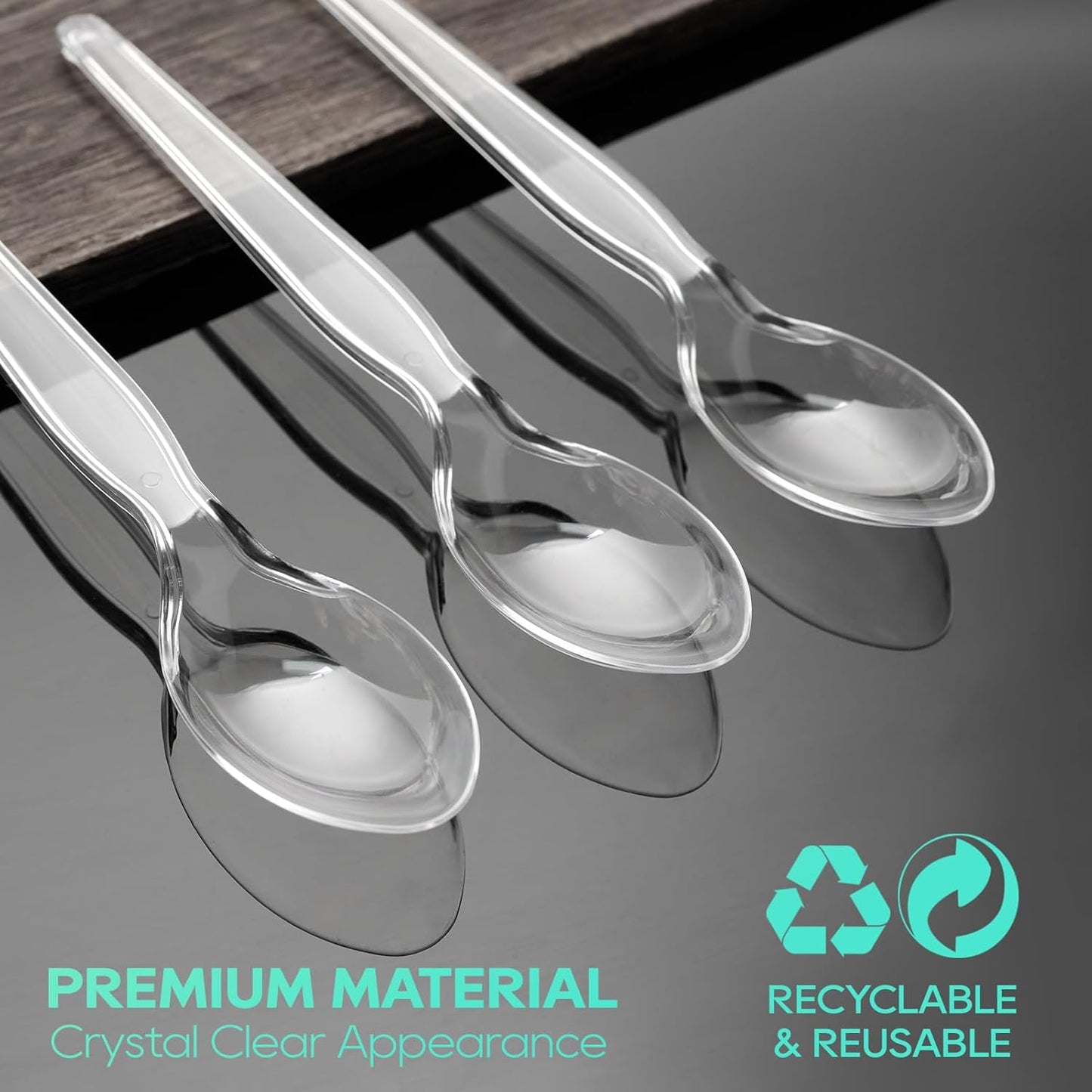 FOCUSLINE 360 Count Clear Plastic Silverware, 120 Forks, Knives and Spoons Each, BPA-Free, Heavy Duty Disposable Cutlery Set, Premium Disposable Flatware Plastic Utensils for Party Everyday Use