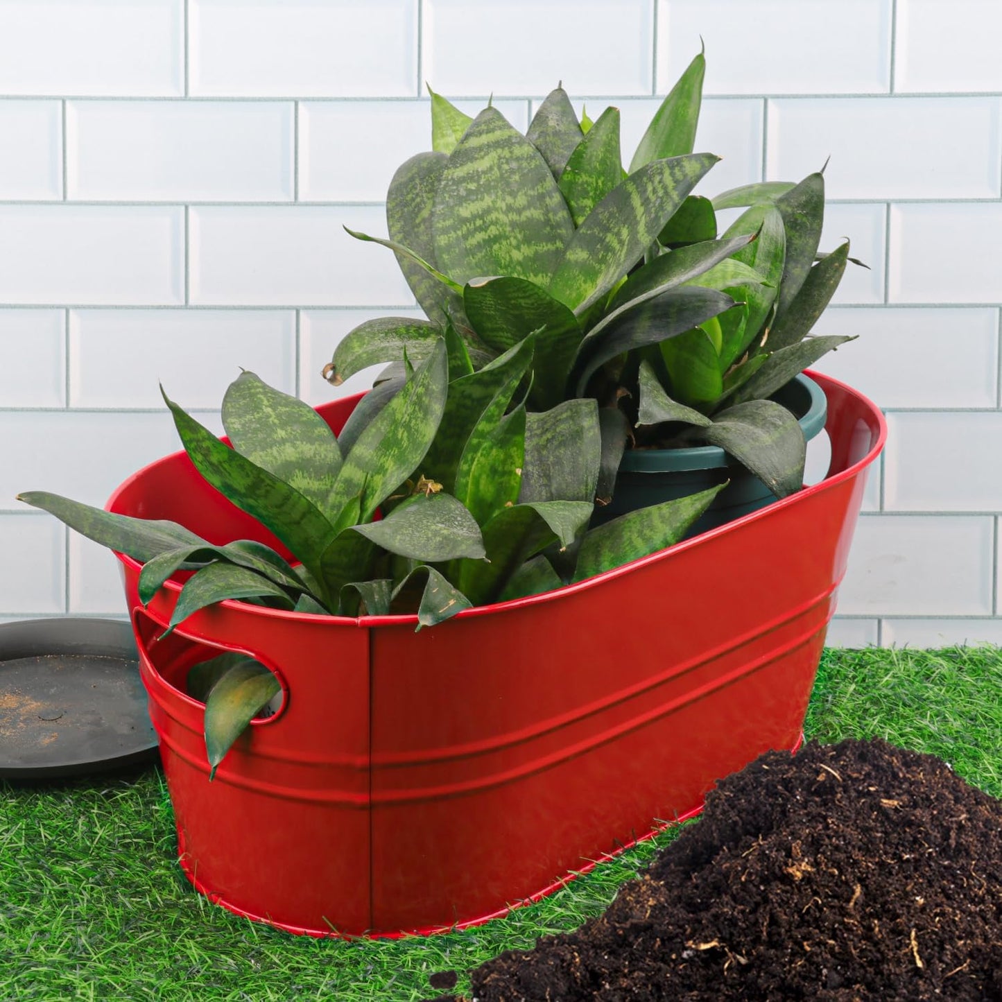 3 PCS 15.3 x 9 x 6 inches White Metal Galvanized Tub with Iron Handles, 3 Gallon Beverage Tubs for Parties, Large Ice Buckets for Beer, Wine, Cocktails & Outdoor Events