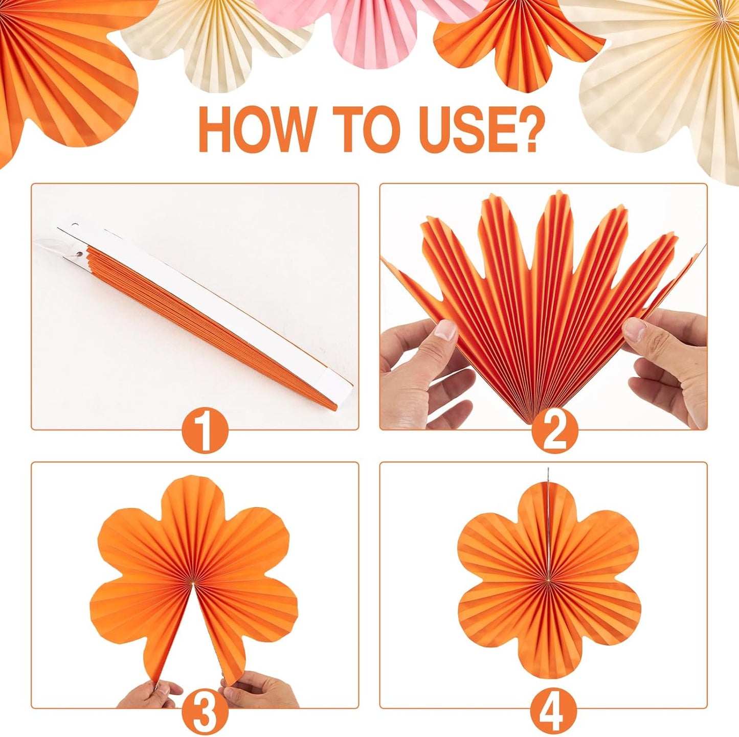 Easy Joy Paper Leaves Decorations for Wall Paper Fans Classroom Decoration Leaves Backdrop Decor Wall Decor,Set of 9