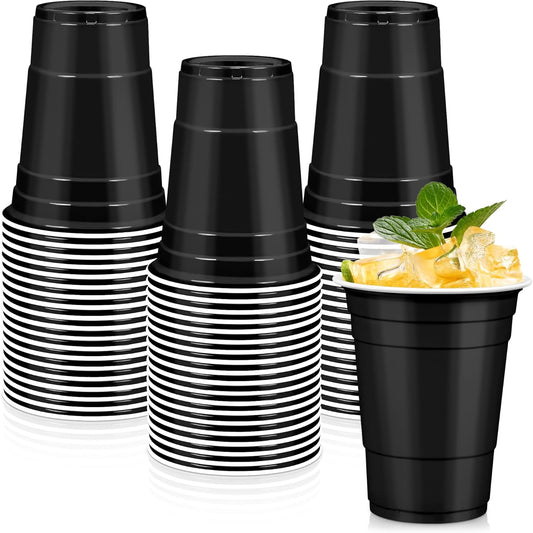 LANLISA 50 Gold Plastic Cups, 16 oz Disposable Cups, Drinking Cups For Birthday Party Supplies, Graduation, Thanksgiving Decorations, Harvest, Fall, New Years
