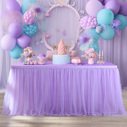 Suppromo 6ft Pink Tulle Table Skirt Baby Shower Tablecloth for Rectangle Tables or Round Tables Pink Ruffle Tutu Table Skirts Desk Skirt for Princess Girls Birthday Party Cake Dessert Decorations