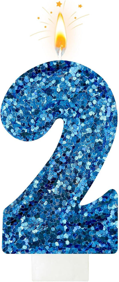 Birthday Number Candles, Glitter Number Candle Cake Decorations with Sequins, Cupcake Decorations for Girls, Women, Party Anniversary Celebrations (Number 6, Purple)