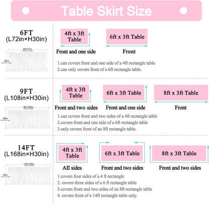Suppromo 6ft Pink Tulle Table Skirt Baby Shower Tablecloth for Rectangle Tables or Round Tables Pink Ruffle Tutu Table Skirts Desk Skirt for Princess Girls Birthday Party Cake Dessert Decorations