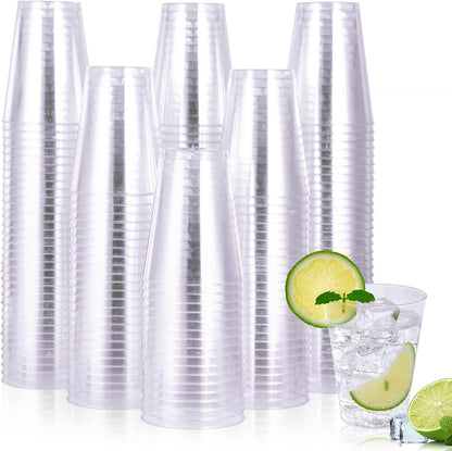 JOLLY CHEF 100 Pack 12 oz Gold Plastic Cups, Disposable Gold Cups, Heavy-duty Party Glasses for Wedding, Thanksgiving, Christmas Parties