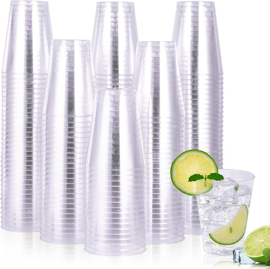 JOLLY CHEF 100 Pack 12 oz Gold Plastic Cups, Disposable Gold Cups, Heavy-duty Party Glasses for Wedding, Thanksgiving, Christmas Parties