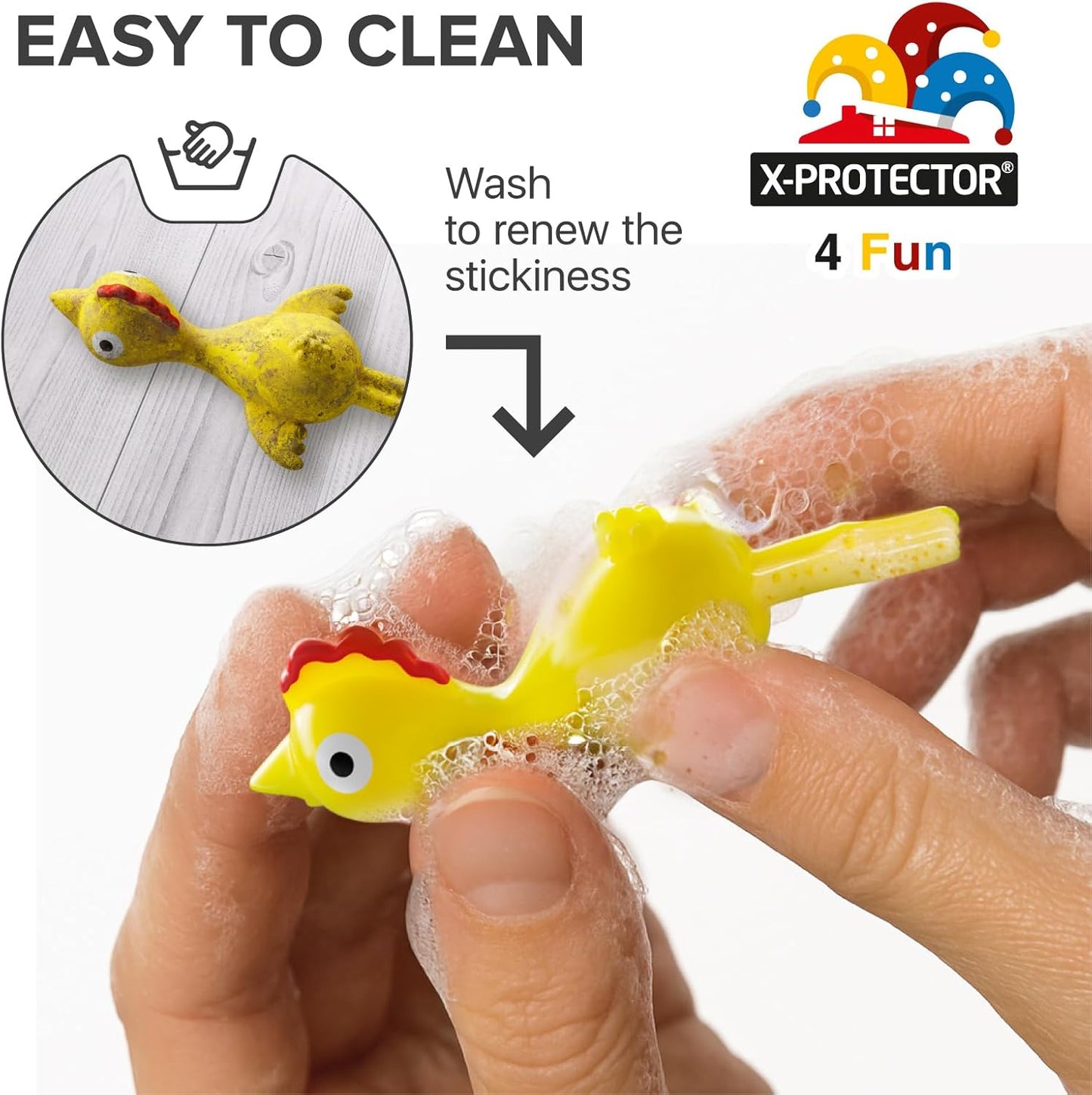 X-Protector Rubber Chicken Slingshot - 12 PCS Pack - Flying Finger Slingshot - Yellow Chicken Flingers Sling Shot Toys for Kids - Funny Adult Pinata Stuffers - Premium Slime for Fingers!
