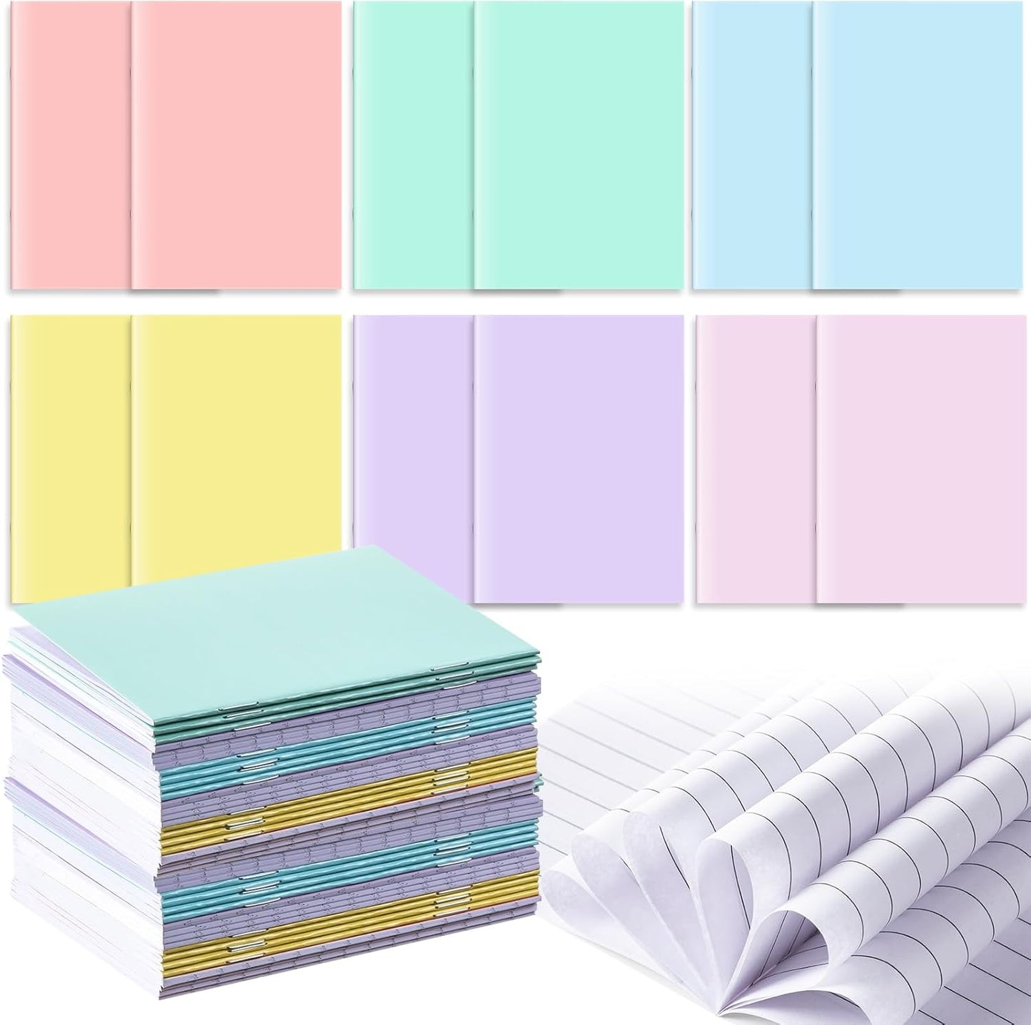 Jetec 30 Pcs Back to School Gift for Student Pastel Cover Mini Notebooks Bulk 3 x 5 Inch Tiny Pocket Journal Notepads Travel Writing Notebooks for Classroom Coworker Office Supplies