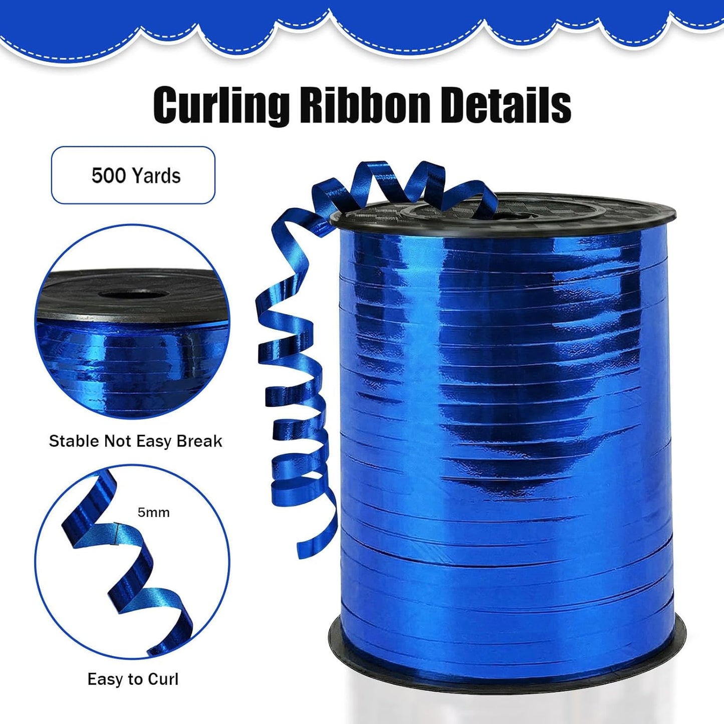 500 Yards Curling Ribbon，Bright Silver Balloon String Ribbon，for Gift Wrapping，Party Decoration, Wedding,Birthday，Art Crafts, Florist Flower