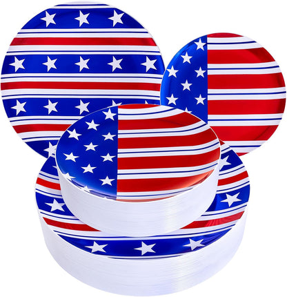 FLOWERCAT 60PCS White Plastic Plates - Heavy Duty White Disposable Plates for Mother's Day/Birthday Party/Wedding -serve for 30 guests Include 30PCS 10.25" & 30PCS 7.5" Plates for Party