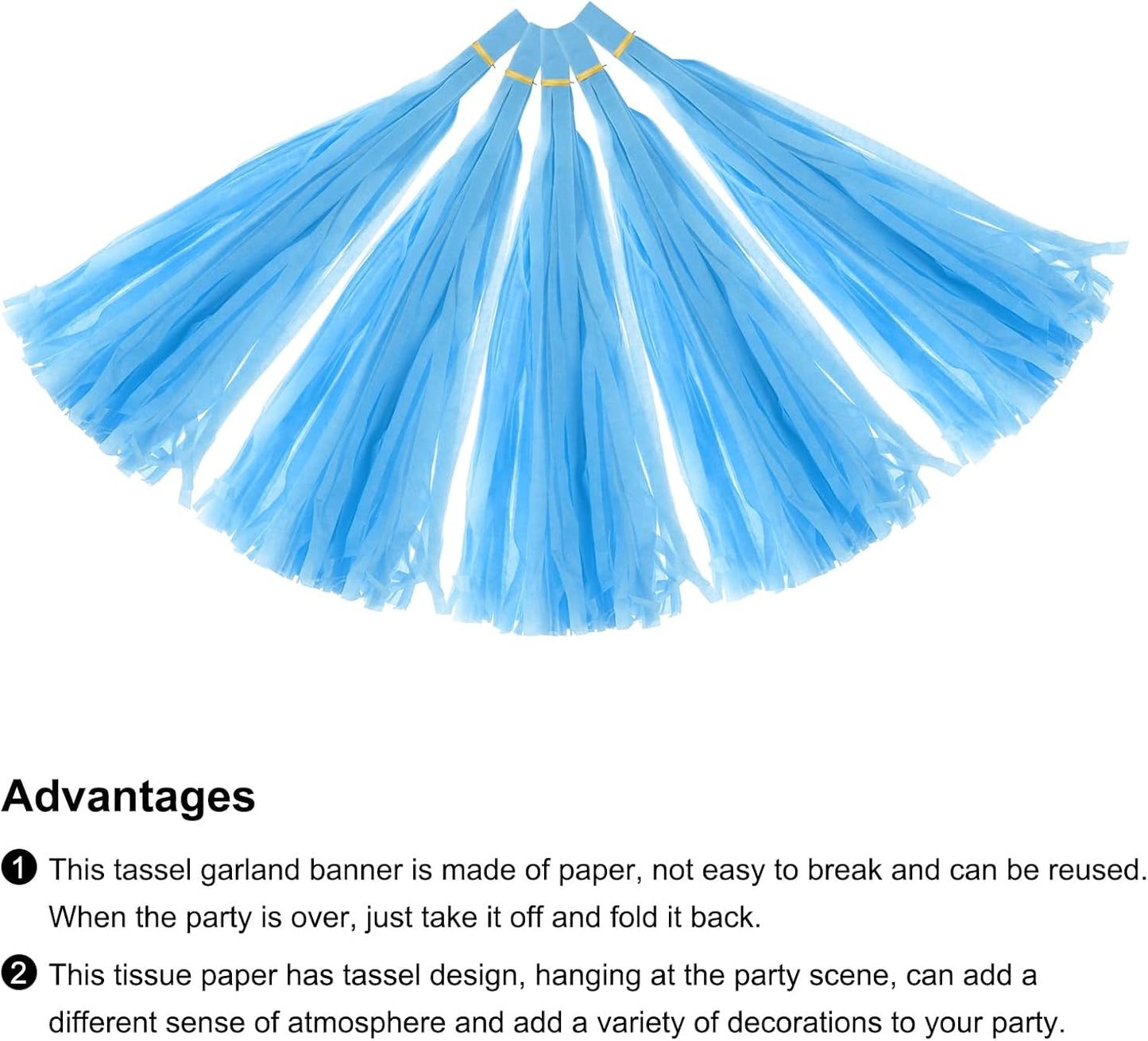 MECCANIXITY 20Pcs Light Blue Tassel Garland Banner with Rope Tissue Paper Tassels Party DIY Kits for Anniversary Wedding Birthday Party