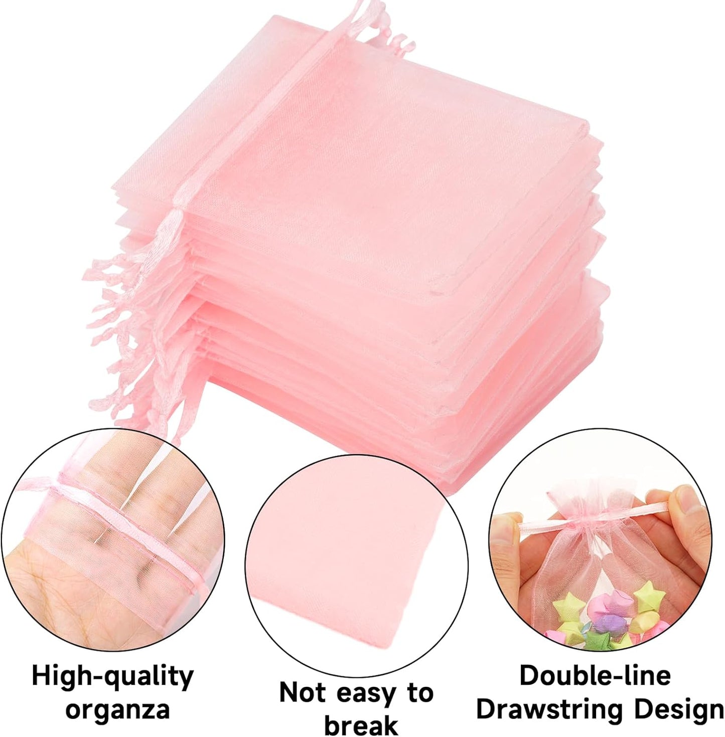joycraft 50Pcs Organza Bags, 2x3 inch Gift Favor Bags, White Wedding Favor Bags, Jewelry Pouches with Drawstring, Mesh Bags Drawstring for Jewelry, Festival, Makeup, Candy, Desserts