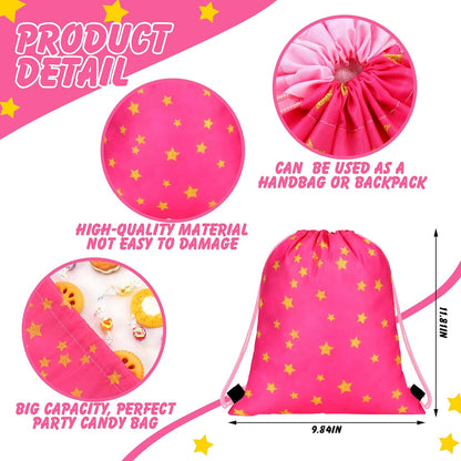 Funtery 16 Pcs Star Drawstring Backpack for Kids Star Party Favors Bags Starry Goodie Treat Gift Bags Drawstring Sackpack Sport Cinch Backpack for Girls Boys School Birthday Baby Shower Supplies