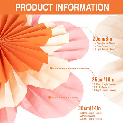Easy Joy Paper Leaves Decorations for Wall Paper Fans Classroom Decoration Leaves Backdrop Decor Wall Decor,Set of 9