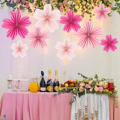 Party Hanging Paper Fans Decoration Set for Wedding Birthday Party Mother's Day Round Events Accessories Set of 8