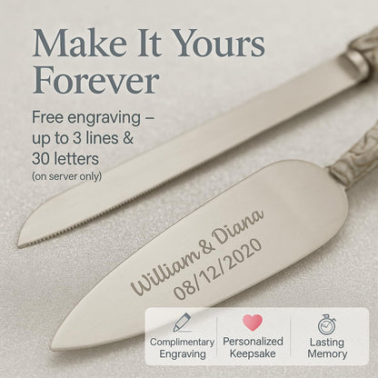 GIFTS INFINITY Personalized Wedding Cake Knife and Server Set with Engraving – Cake Cutting Utensil Set, Keepsake Gift for Wedding, Anniversary, Reception, Birthday & Other Occasions (CH-101WB)