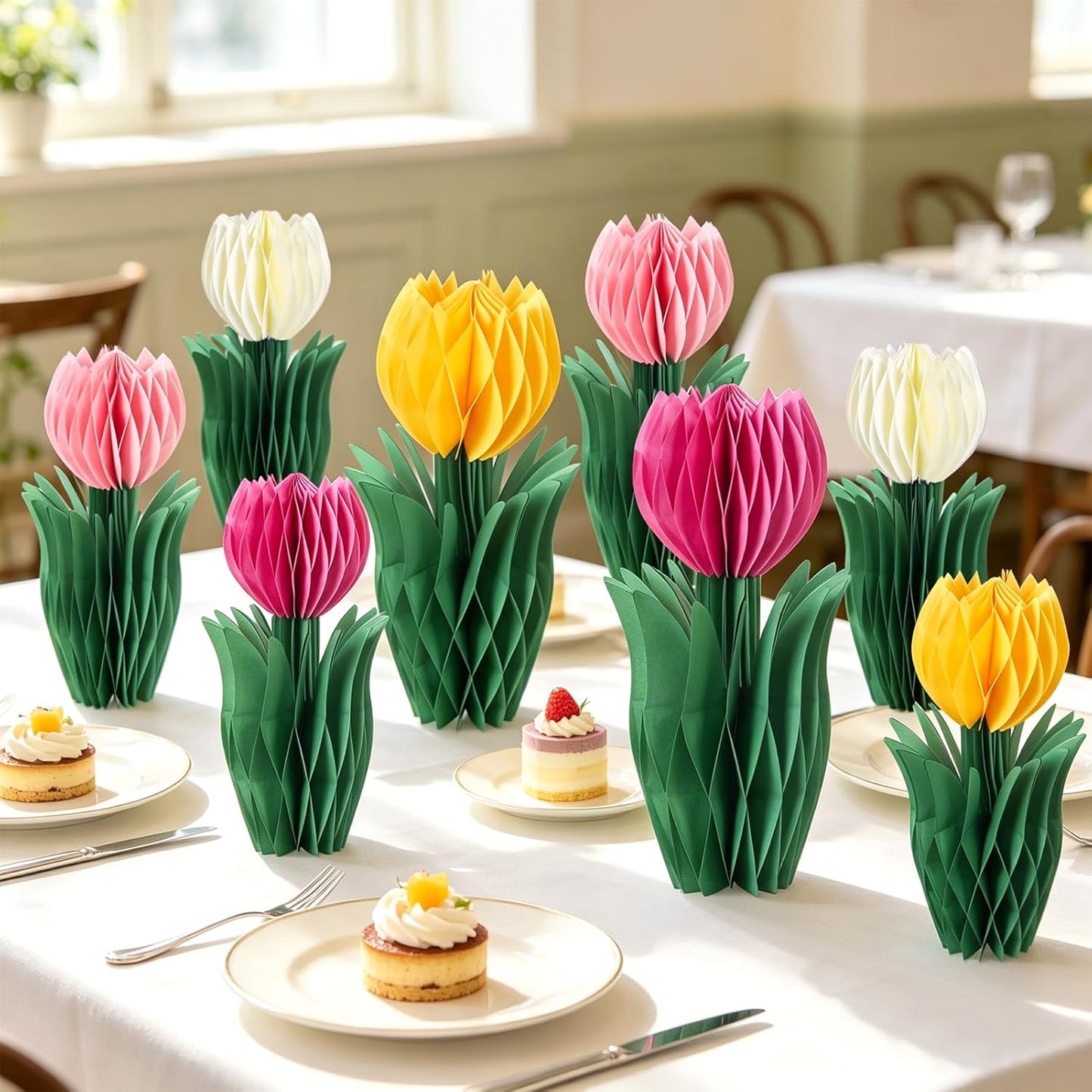 SUNBEAUTY 9PCS Spring Wildflower Party Decorations Wild Flowers Honeycomb Centerpieces for Tables Wildflower Birthday Spring Flower Theme Party Decorations for Garden Baby Shower, Easter, Mothers Day