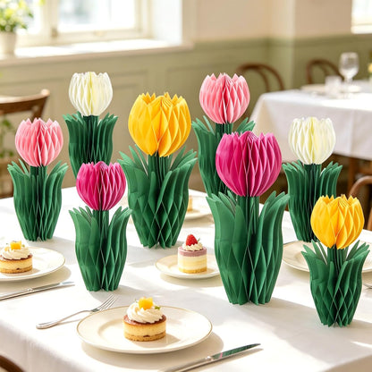 SUNBEAUTY 9PCS Spring Wildflower Party Decorations Wild Flowers Honeycomb Centerpieces for Tables Wildflower Birthday Spring Flower Theme Party Decorations for Garden Baby Shower, Easter, Mothers Day