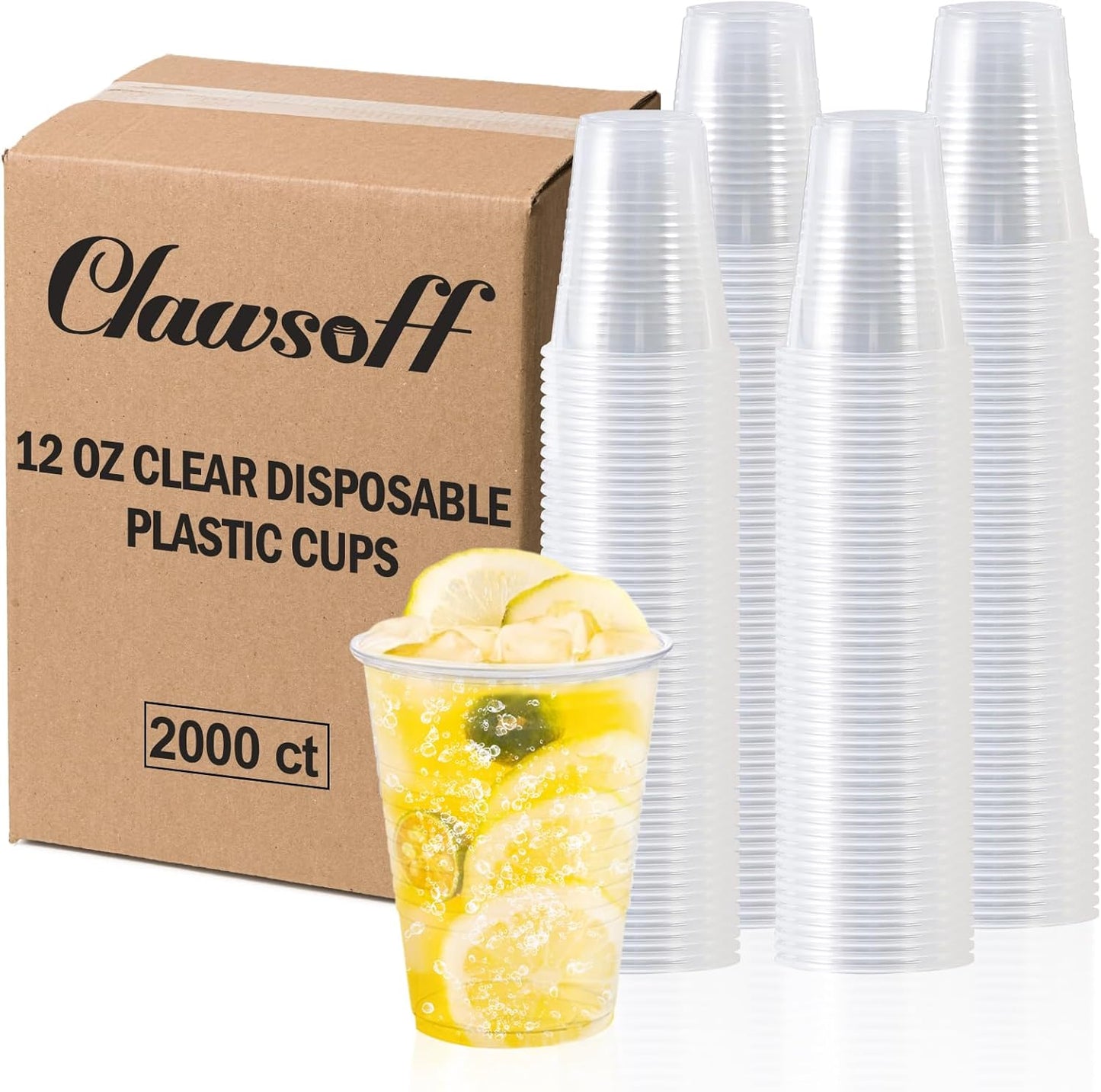 Clawsoff 500 Pack 9 oz Plastic Cups, Disposable Drinking Cups, Water Cups Plastic Clear Cups for Party, Wedding, Graduation, Travel, Holiday, Events, Birthday,Cold,Hot