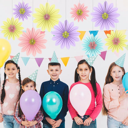 Party Hanging Paper Fans Decoration Set for Wedding Birthday Party Mother's Day Round Events Accessories Set of 8