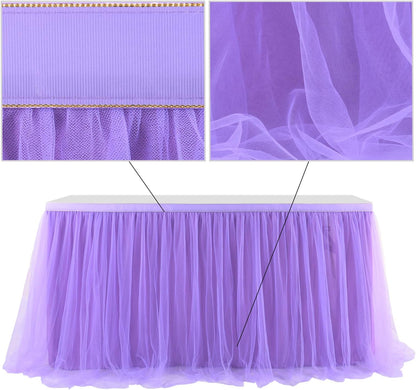 Suppromo 6ft Pink Tulle Table Skirt Baby Shower Tablecloth for Rectangle Tables or Round Tables Pink Ruffle Tutu Table Skirts Desk Skirt for Princess Girls Birthday Party Cake Dessert Decorations