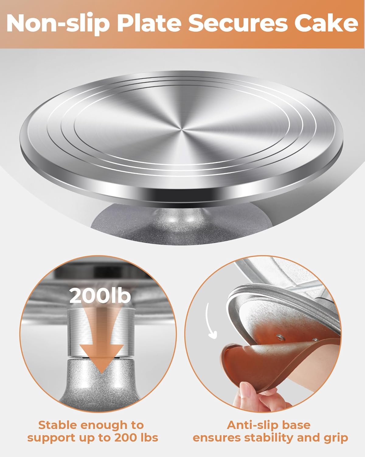 Kootek Aluminium Alloy Revolving Cake Stand 12 Inch Rotating Cake Turntable for Cake, Cupcake Decorating Supplies for Mother's Day