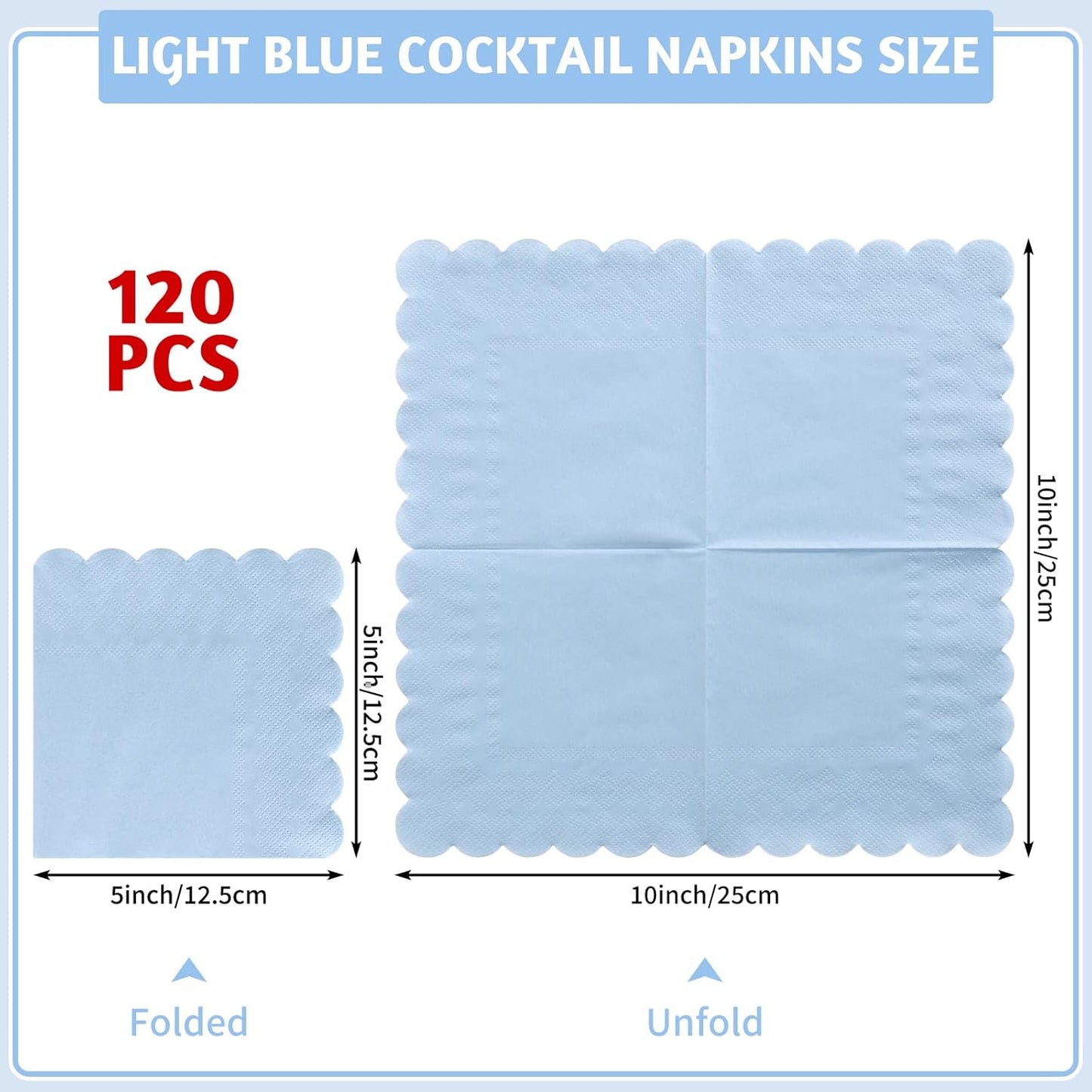 NatNarr 120 Pcs Cocktail Napkins Pink Mothers Day Paper Napkins Light Pink Dessert Beverage Napkin Cute Scalloped Party Napkin for Baby Bridal Shower, Birthday, 5 x 5 Inch