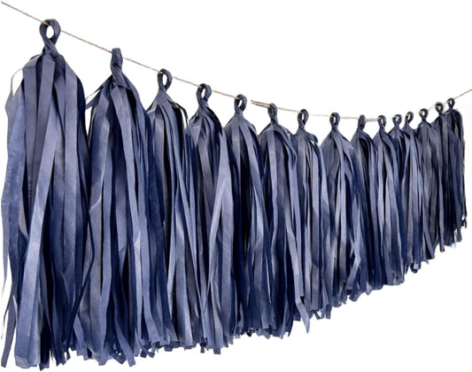 Navy Blue Tassel Garland Banner Tissue Paper Tassels for Baby Shower Bachelorette Holiday Celebration Party Decorations